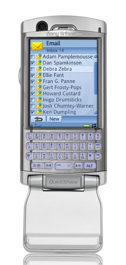 SE P990i, ge�ffnete Klappe, E-Mail-Posteingang