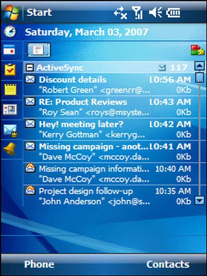 PocketBreeze, �bersicht E-Mails