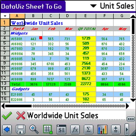 Documents To Go for Palm OS, Sheet To Go