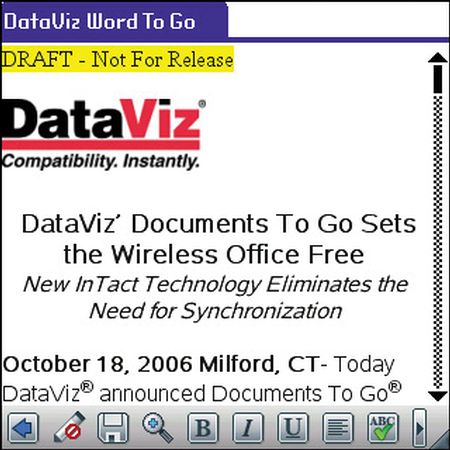 Documents To Go for Palm OS, Word To Go