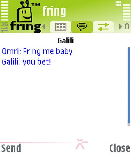 Fring, Textchat