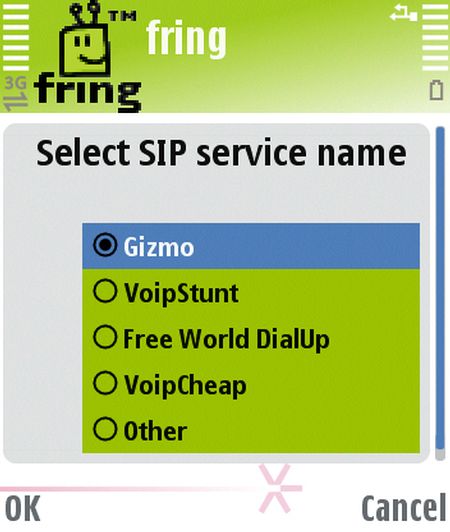 Fring, VoIP-Auswahl