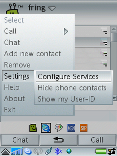 Fring, Optionen