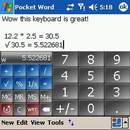 Teksoft FingerTouch: Calculator Keyboard