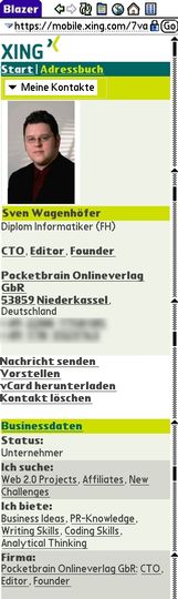 Xing Mobile: Kontakt