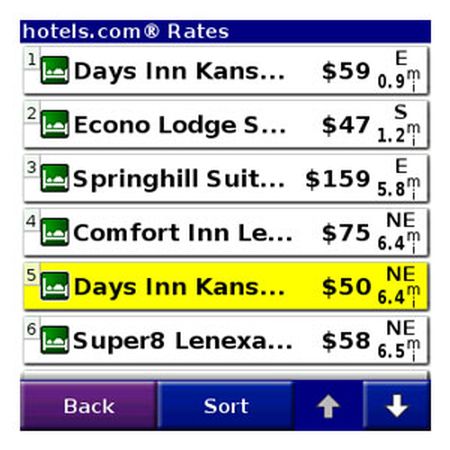 Garmin Mobile XT: hotels.com