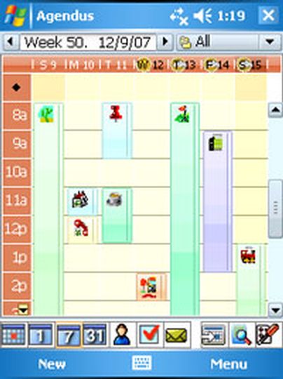 Agendus for Windows Mobile: Blockdarstellung