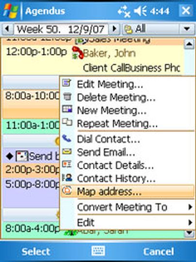 Agendus for Windows Mobile: Kartenfunktionen