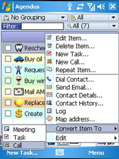 Agendus for Windows Mobile: Aufgaben ver�ndern