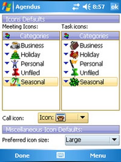 Agendus for Windows Mobile: Icons