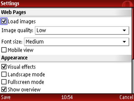 Opera Mini 4.1: Einstellungen