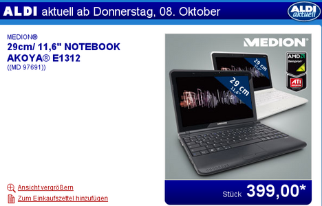 Aldi-Netbook Medion Akoya E1312