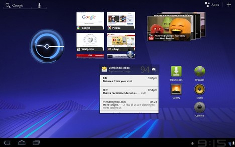 Die Widgets von Android Honeycomb nutzen nicht den Platz des Tablets aus