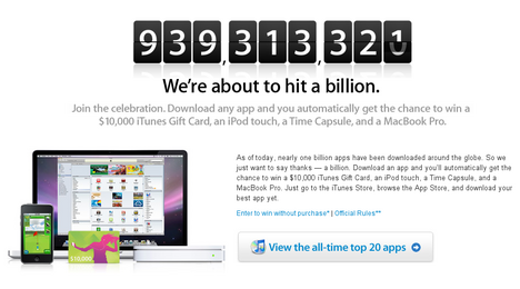 Apple z�hlt bis zum Download von einer Milliarde Anwendungen