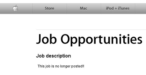 Auf der Website hat Apple die Stellenausschreibung bereits gel�scht