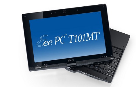 Beim Asus Eee-PC T101MT l�sst sich der Bildschirm um 180 Grad drehen und auf der Tastatur ablegen
