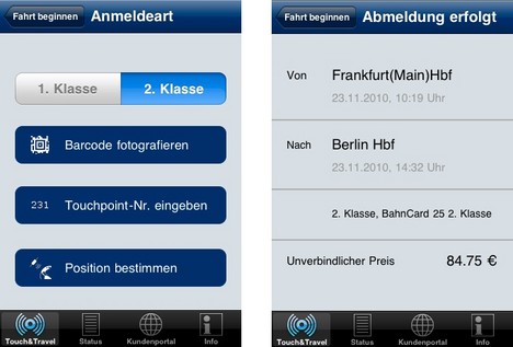 Touch&amp;Travel auf dem iPhone