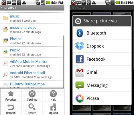 Dropbox auf dem Android-Handy