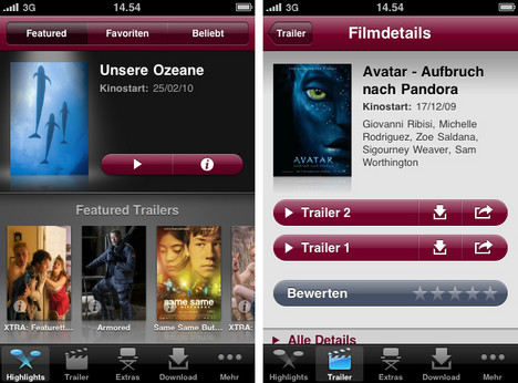 So sieht die neue Version von Filmtrailers International aus