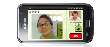 Videotelefonat �ber Fring auf einem Samsung Galaxy S