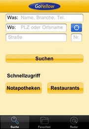 GoYellow auf dem iPhone