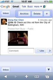 Google Buzz in Gmail Mobile
