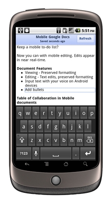 Google Docs auf dem Handy