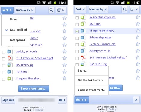 Google Docs mit Share-Funktion