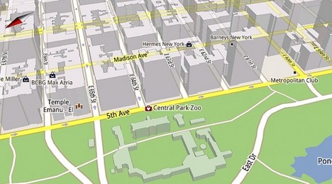 Google Maps 5 auf dem Tablet mit 3D-Ansichten von 100 St�dten
