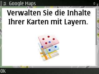 Google Maps Mobile weist auf die Layer hin