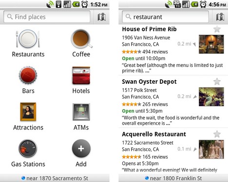 Google Maps Mobile mit Google Places