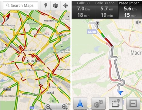 Google Maps mit Verkehrsinformationen