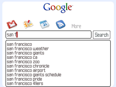 Google schl�gt auch Suchbegriffe vor