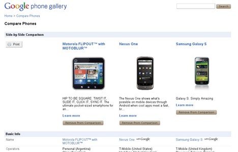 Auf google.com/phone kann man mehrere Android-Handys vergleichen � und kaufen