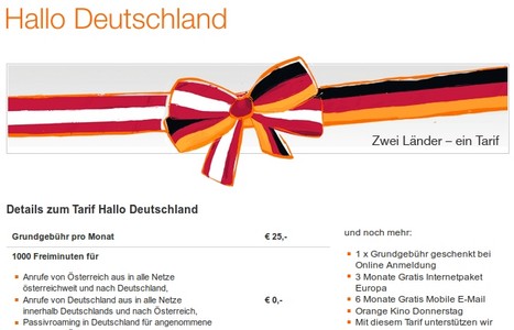 Hallo Deutschland von Orange Austria