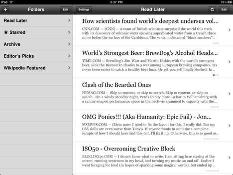 Instapaper auf dem iPad