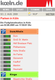 Freie Pakrpl�tze auf mobil.koeln.de