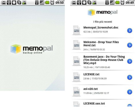 Memopal auf dem Android-Handy