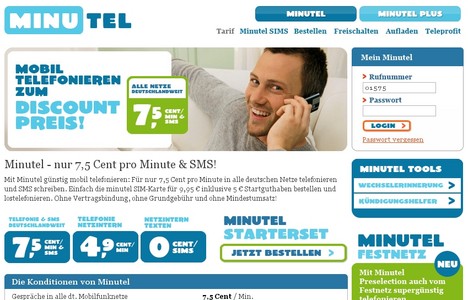 Minutel nimmt nur 7,5 Cent pro Gespr�chsminute