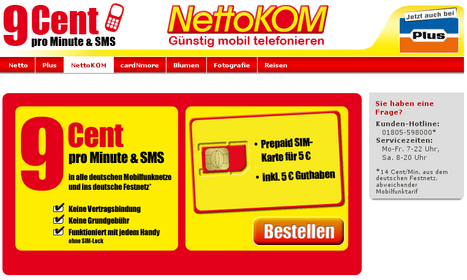 NettoKom mit 9 Ct/min und 24 Ct/MB
