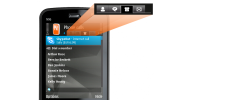 Nimbuzz 2.0 ordnet die wichtigen Bereich in Tabs an
