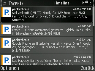Nimbuzz twittern auf dem Symbian-Smartphone