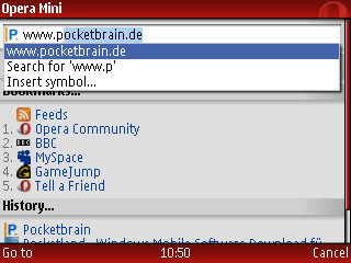 Der Opera Mini 4.1 - allerdings nicht auf dem iPhone