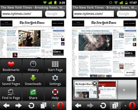 Opera Mobile 11 auf dem Android-Handy