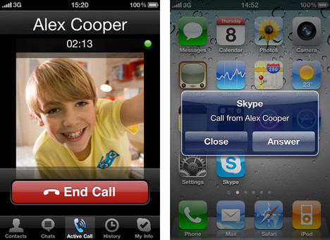 Bislang erm�glicht Skype auf dem iPhone noch keine Video-Telefonate �ber UTMS