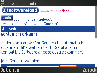 Softwareload.mobi erkannt im Test das Nokia E61i nicht
