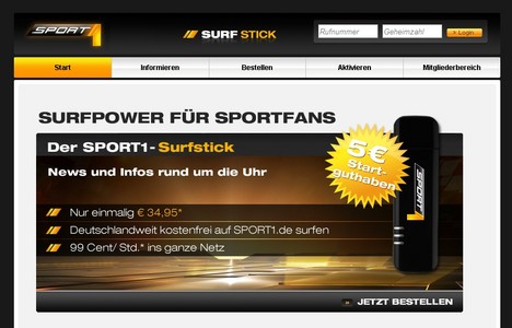Mit dem Sport1-Surfstick kann man kostenlos auf sport1.de surfen