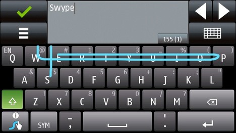 Swype auf einem Smartphone mit Symbian
