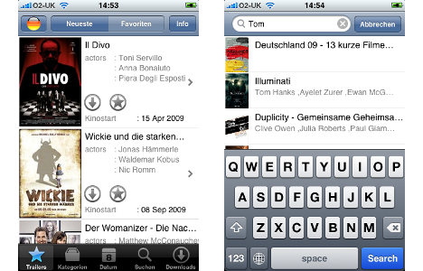 Trailers International auf dem iPhone