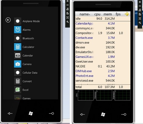 Windows Phone 7 im gehackten  Emulator (Bild: Dan Ardelean)